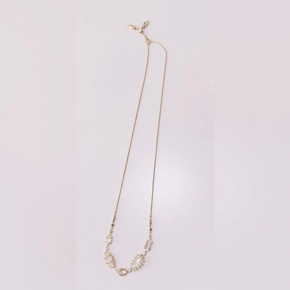 KENDRA SCOTT June Gold Clear White Crystal Mix Necklace